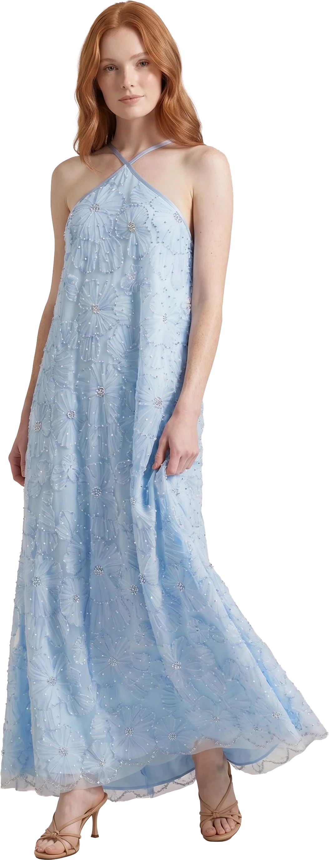 Rayne Beaded Floral Dress | Ready To Ship | Sky Blue - Image 6