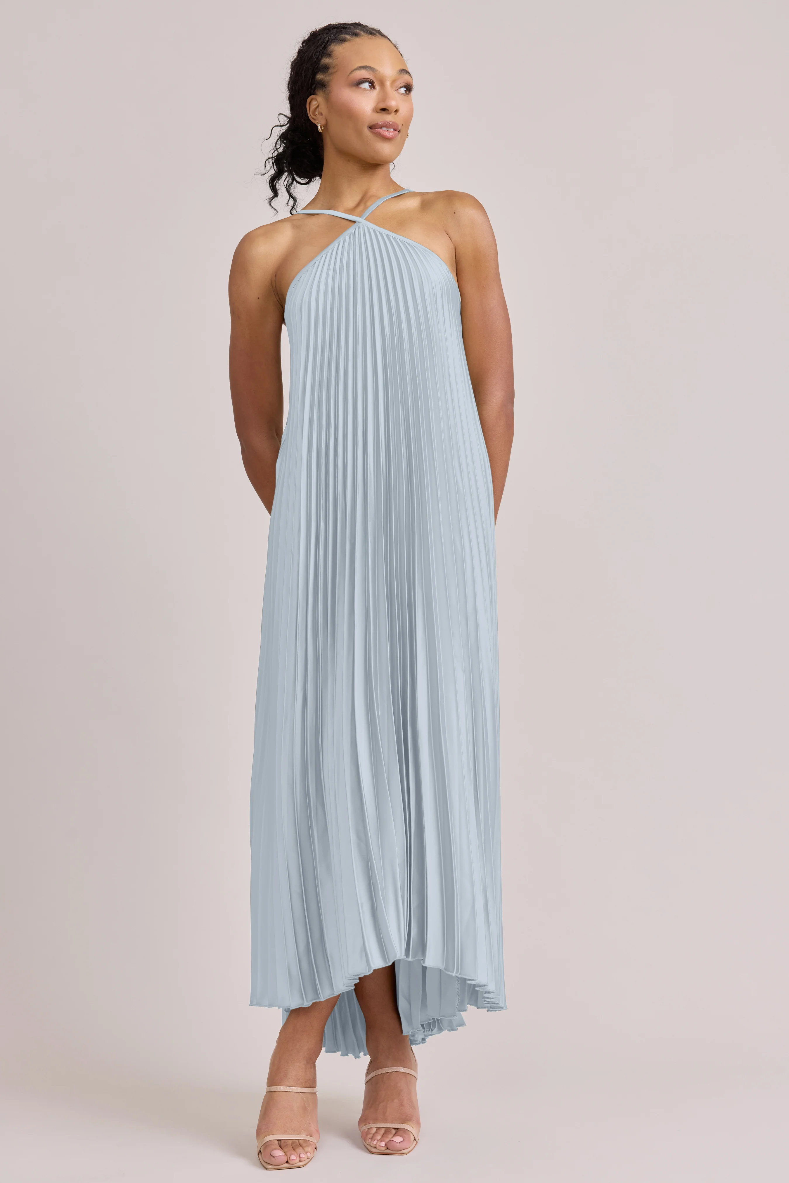 Rayne Satin Pleated Dress | Made To Order - Image 112