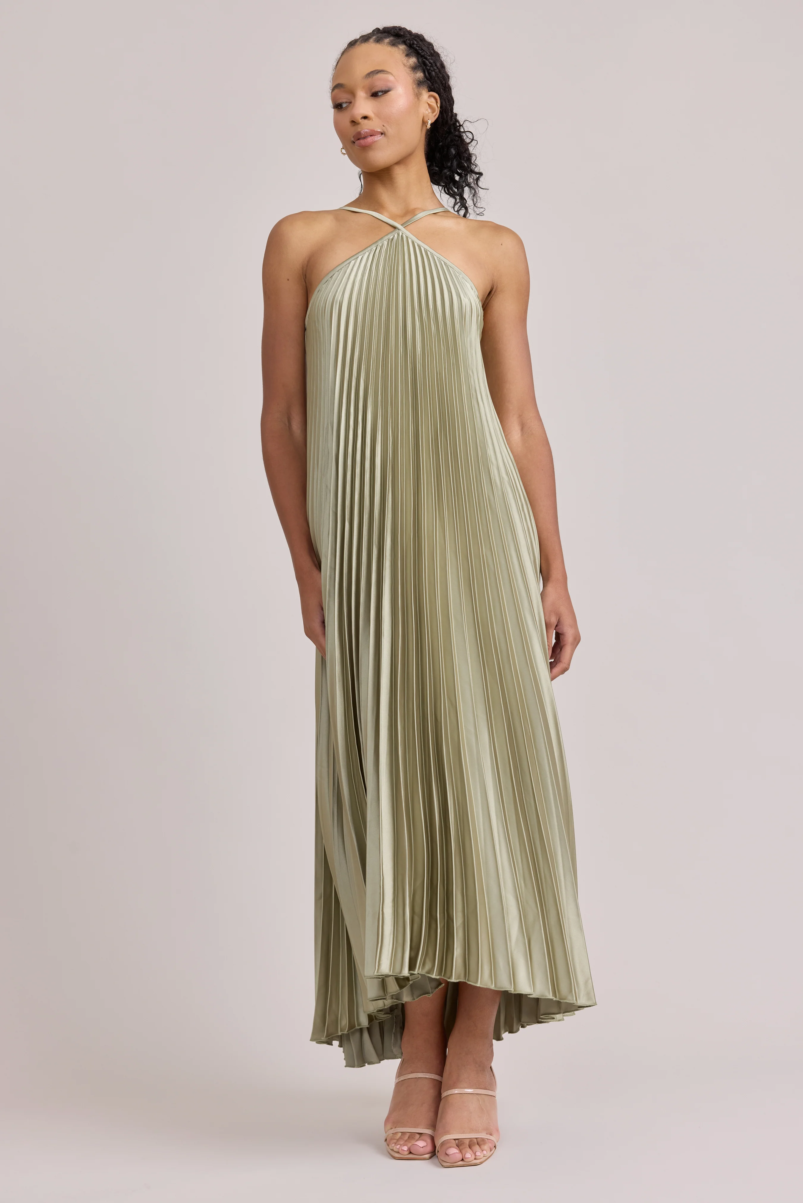 Rayne Satin Pleated Dress | Made To Order - Image 162