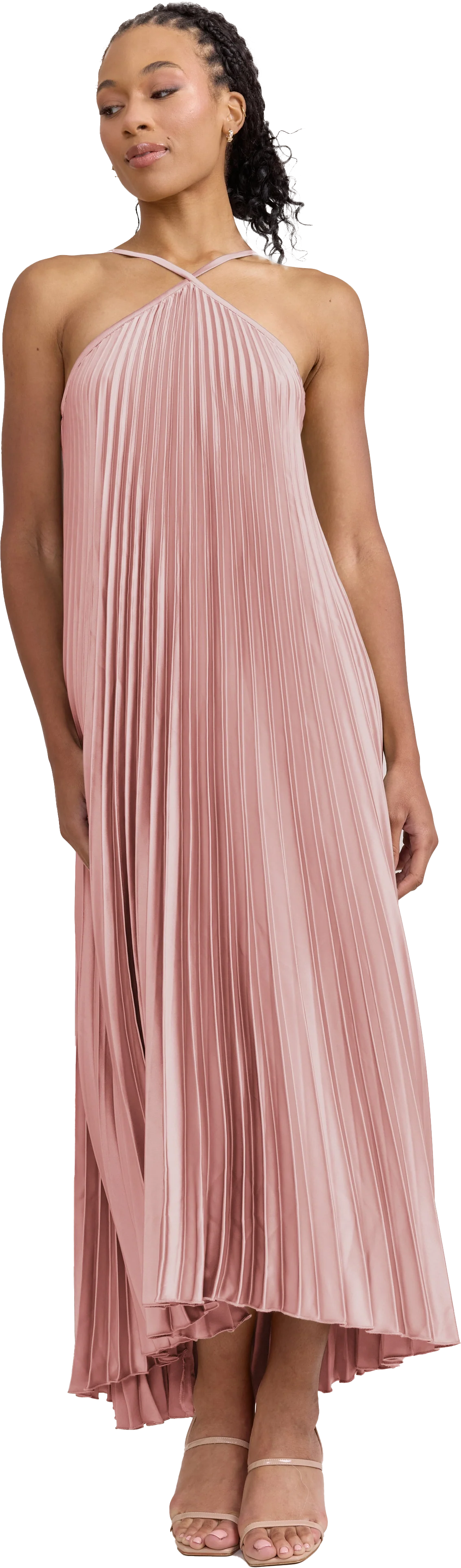 Rayne Satin Pleated Dress | Made To Order - Image 177
