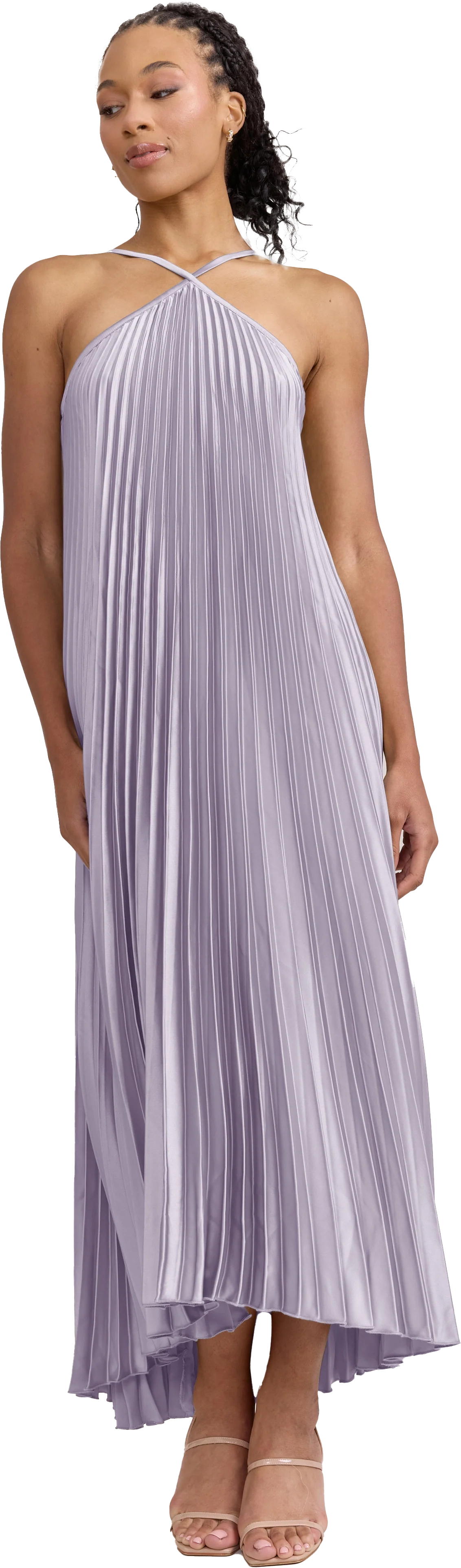 Rayne Satin Pleated Dress | Made To Order - Image 193