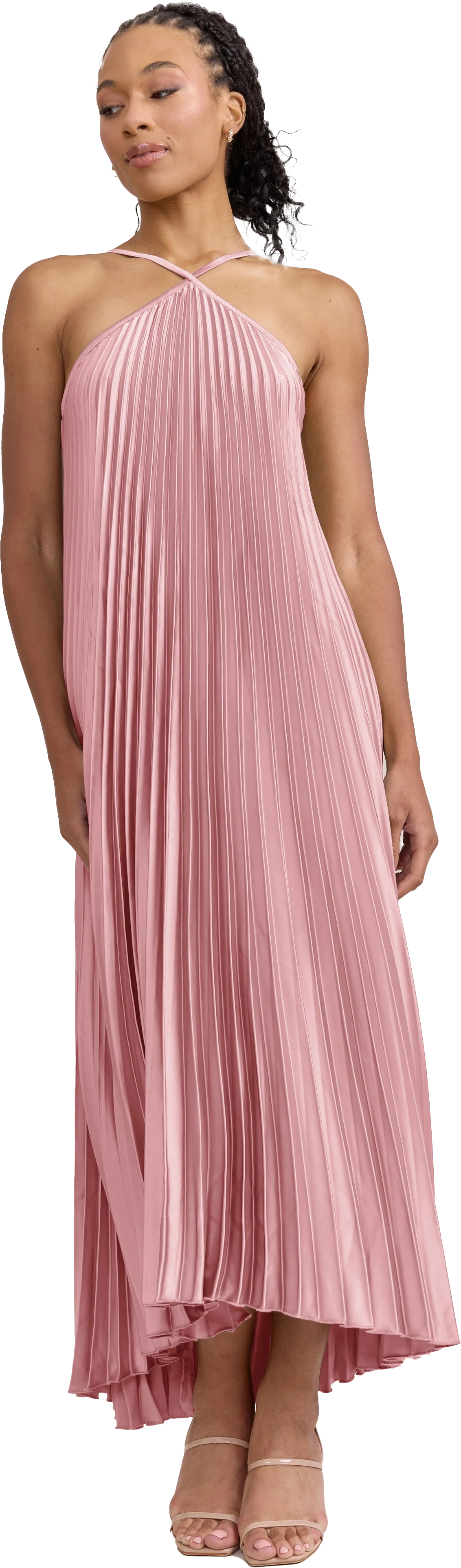 Rayne Satin Pleated Dress | Made To Order - Image 209