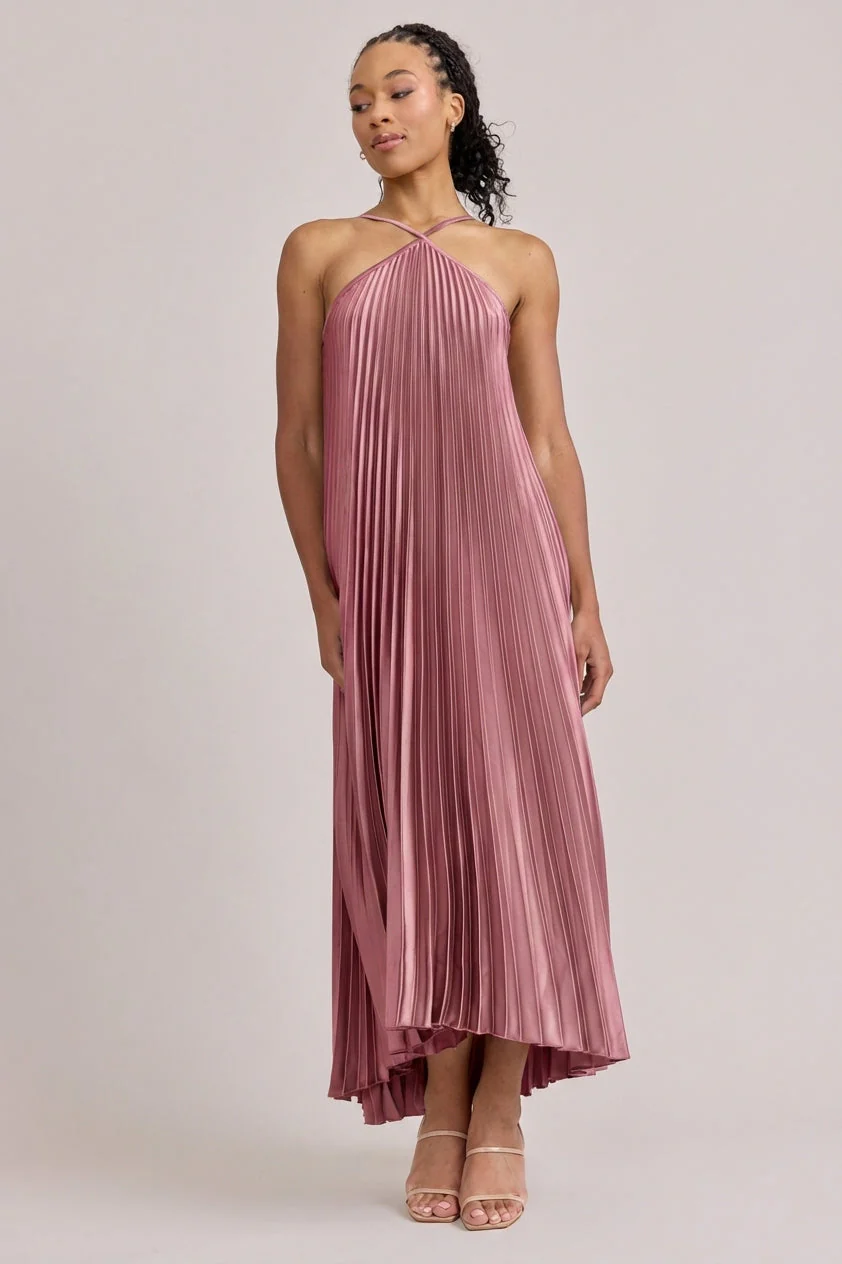 Rayne Satin Pleated Dress | Made To Order - Image 224