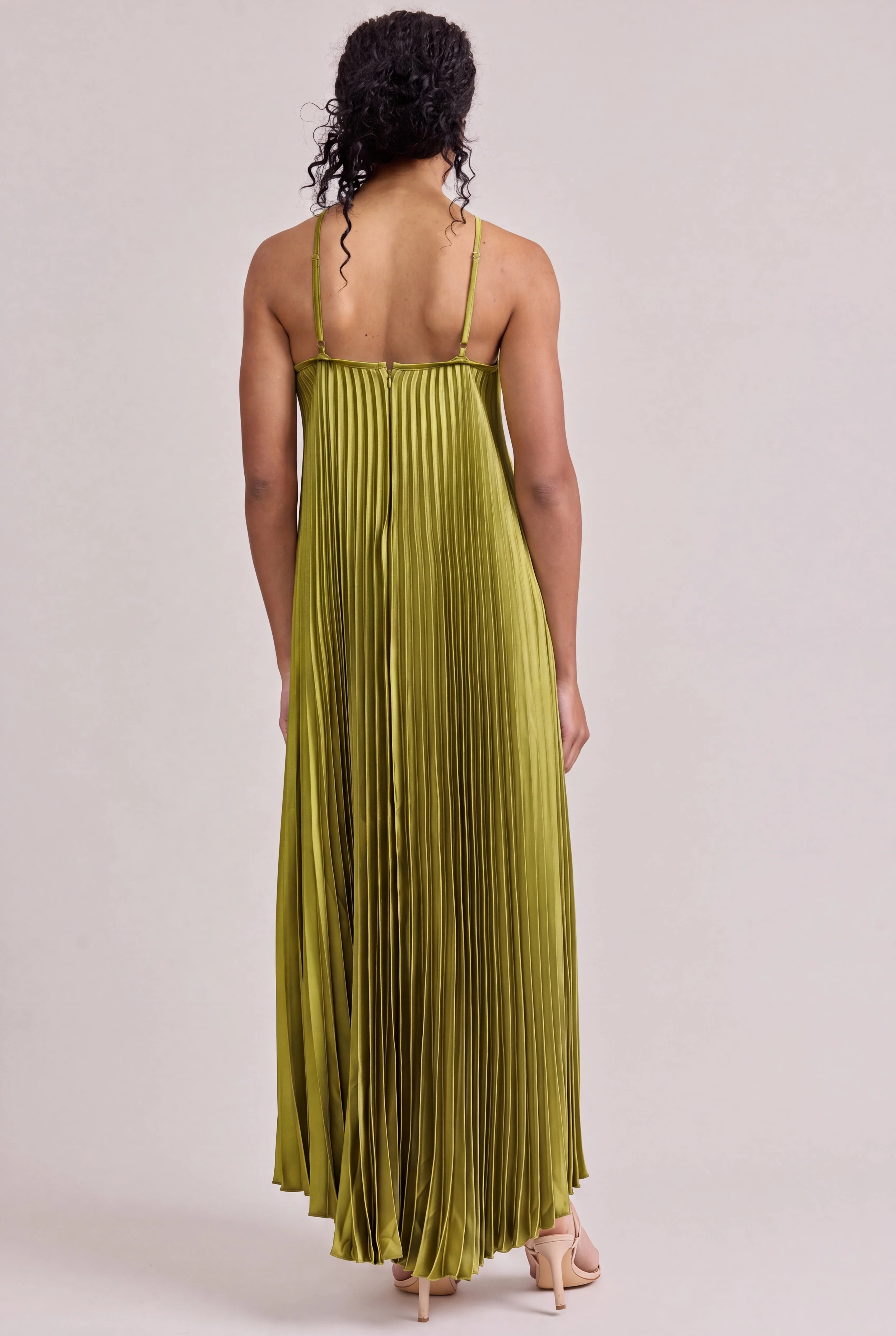 Rayne Satin Pleated Dress | Made To Order - Image 229