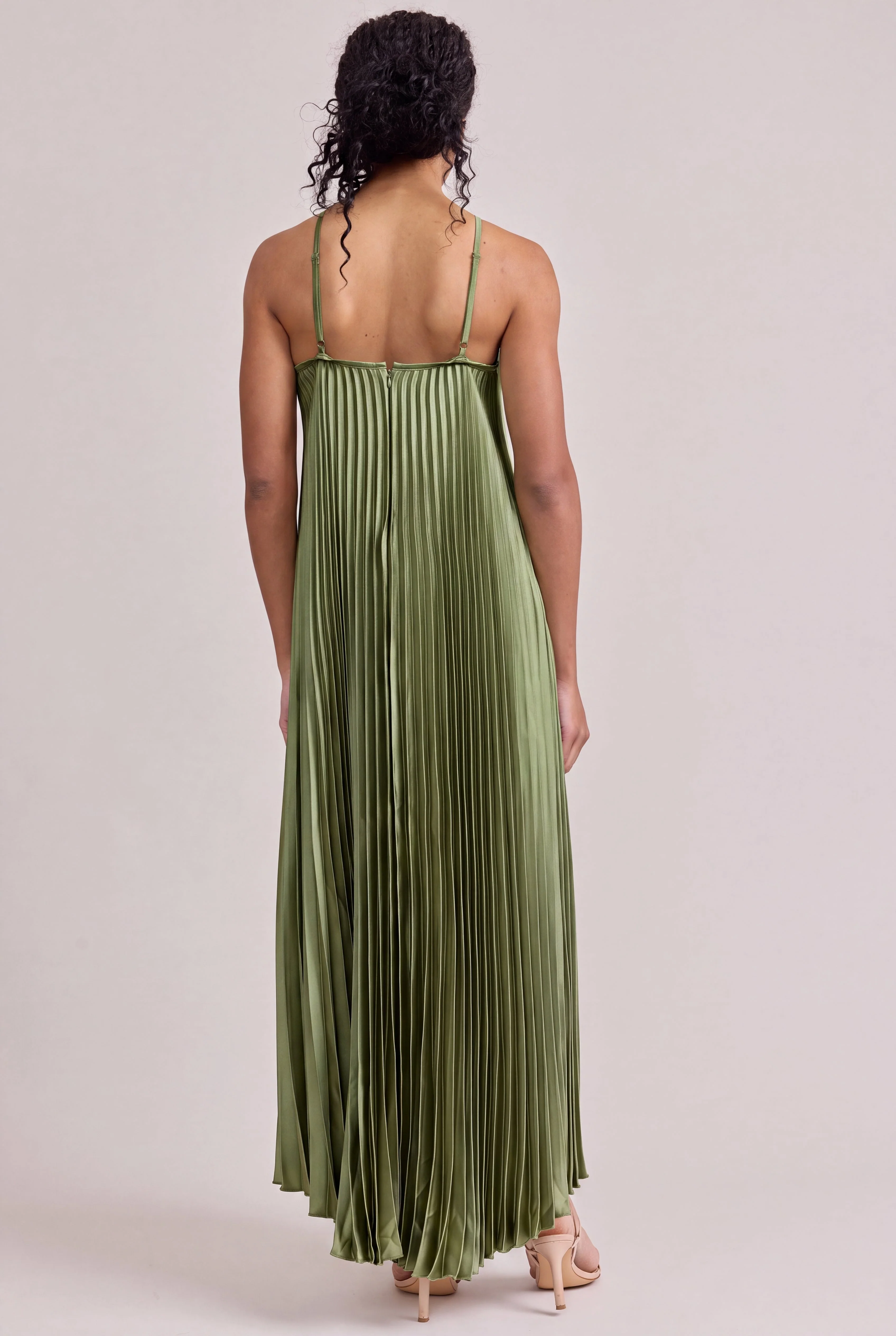 Rayne Satin Pleated Dress | Made To Order - Image 230