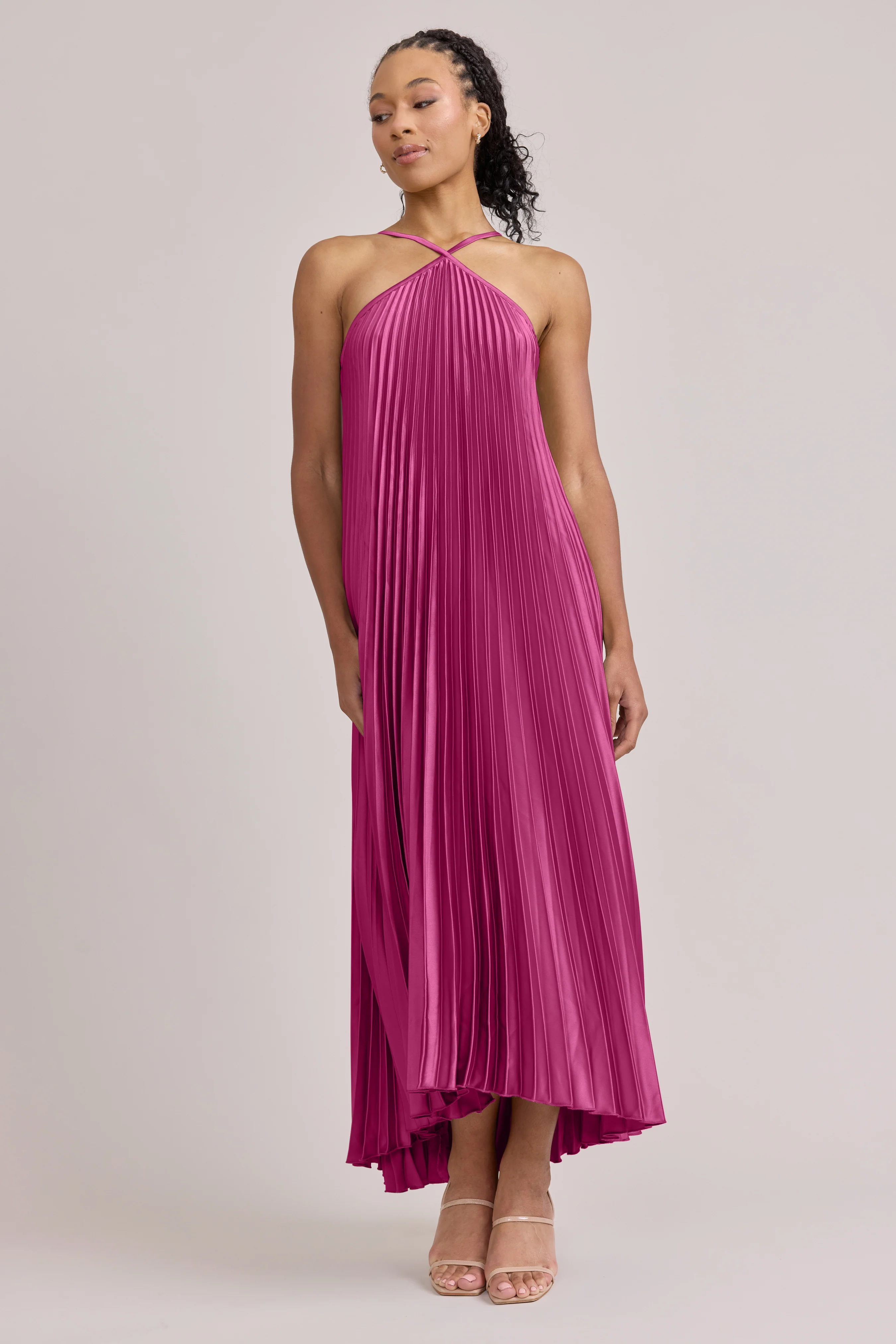 Rayne Satin Pleated Dress | Made To Order - Image 29