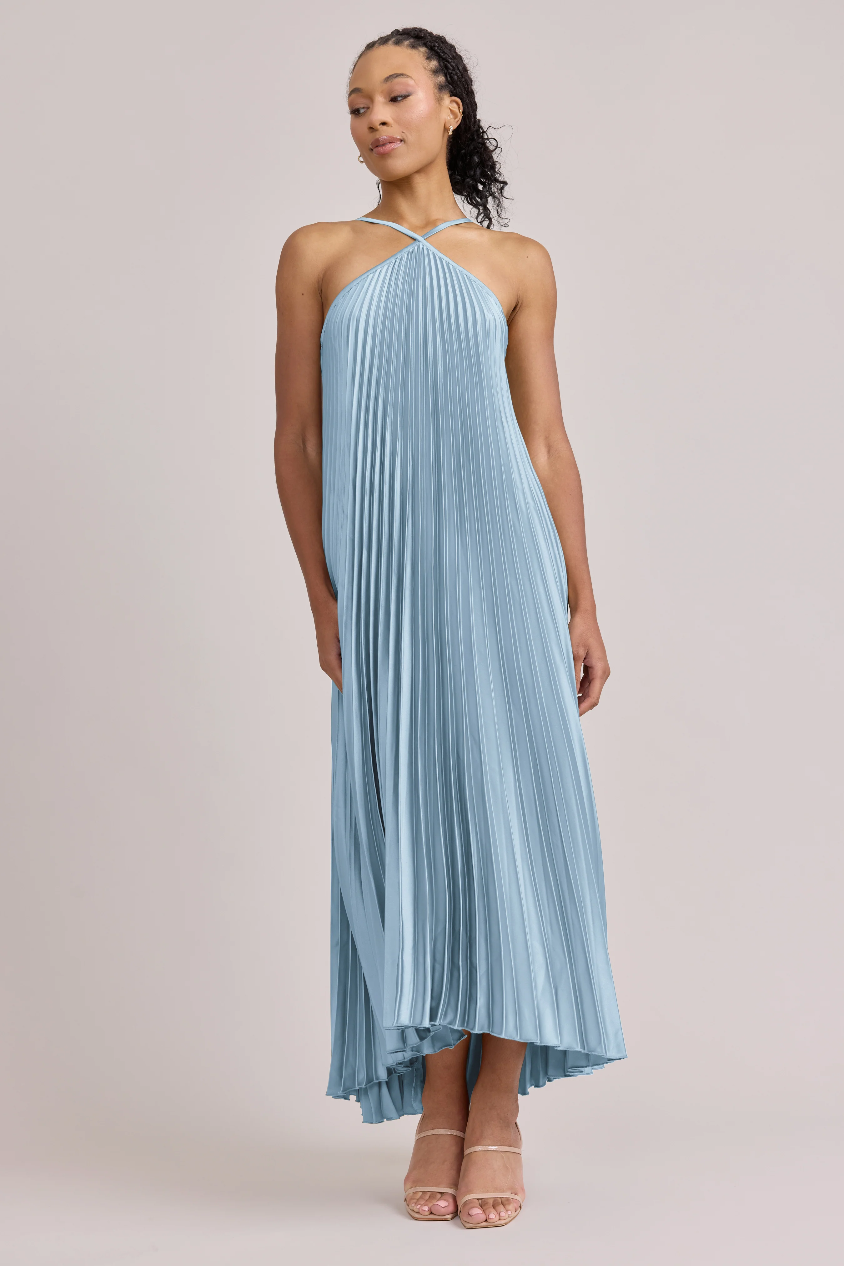 Rayne Satin Pleated Dress | Made To Order - Image 36