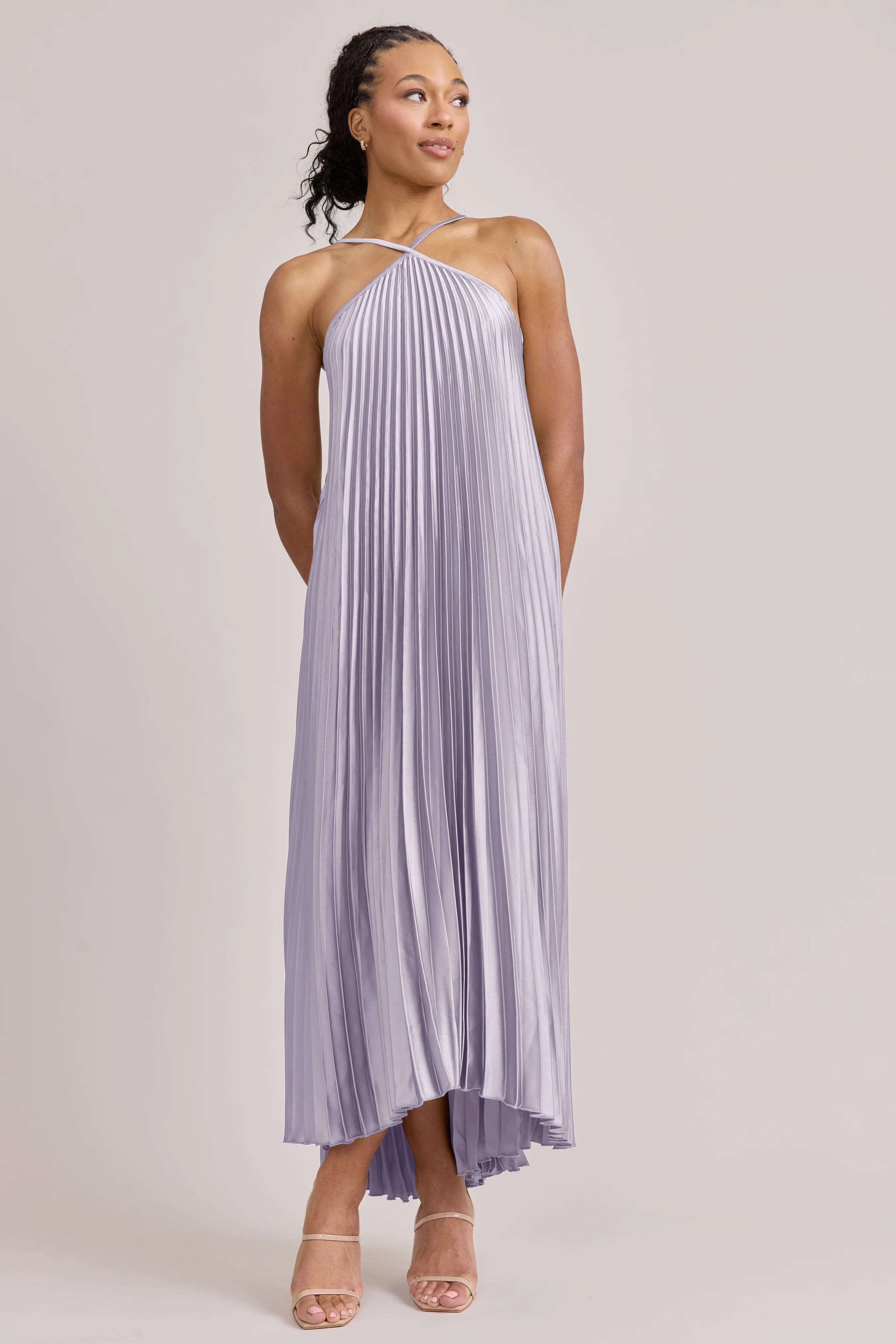 Rayne Satin Pleated Dress | Made To Order - Image 37