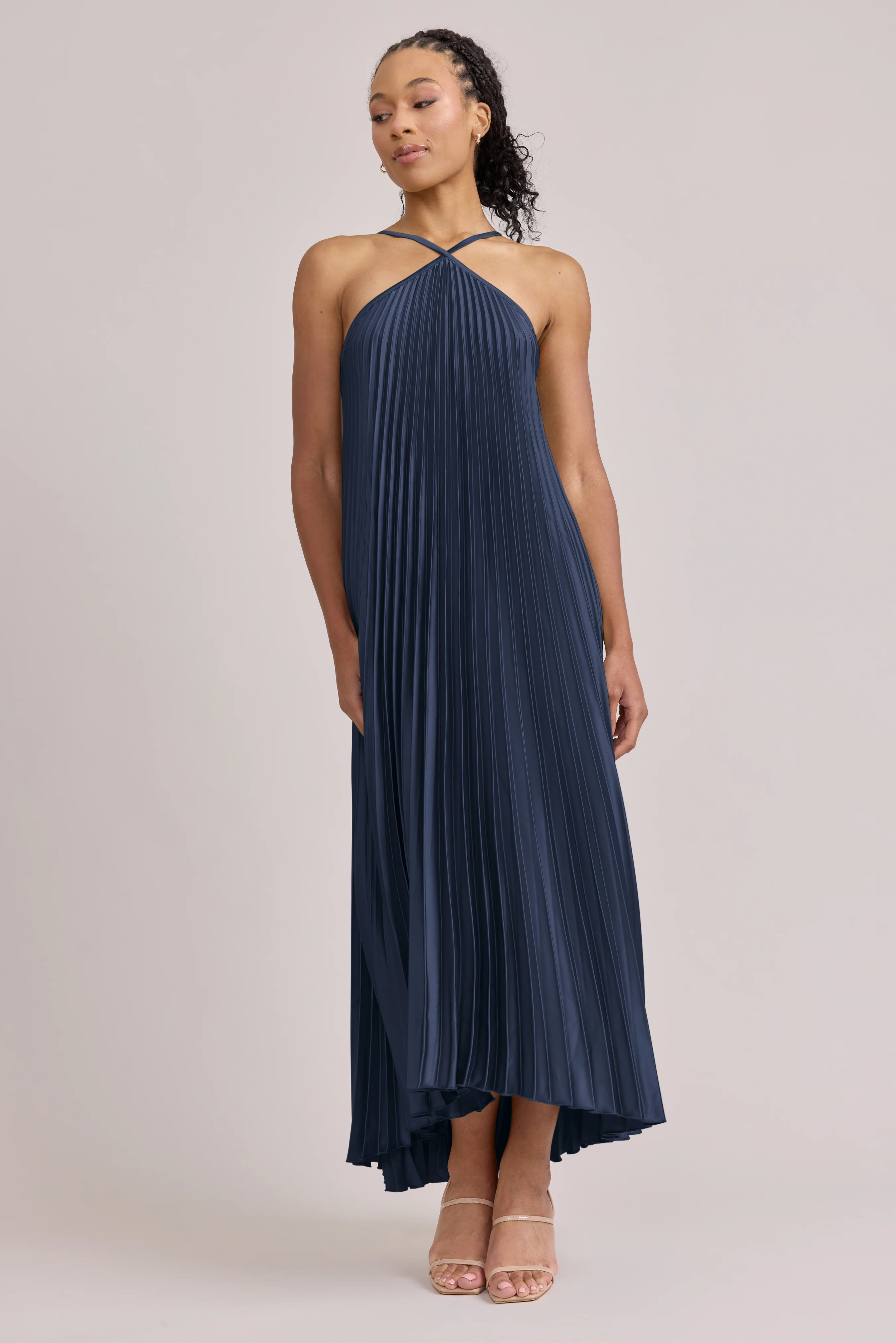 Rayne Satin Pleated Dress | Made To Order - Image 46