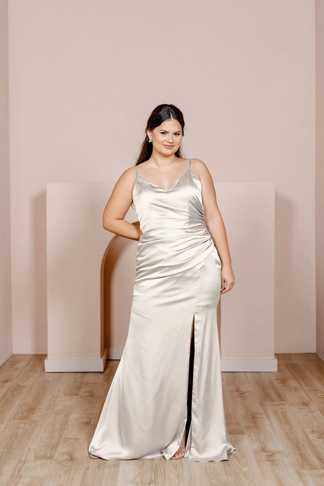 Rory Satin Dress | Ready To Ship | Soft Champagne - Image 2
