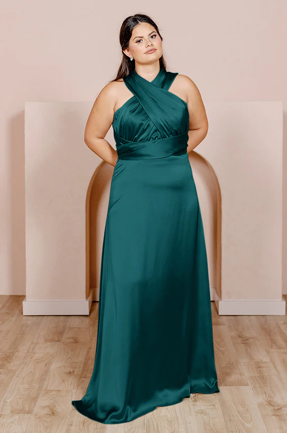 Sample Classic Emerald Devan Convertible Satin Dress | Ready To Ship