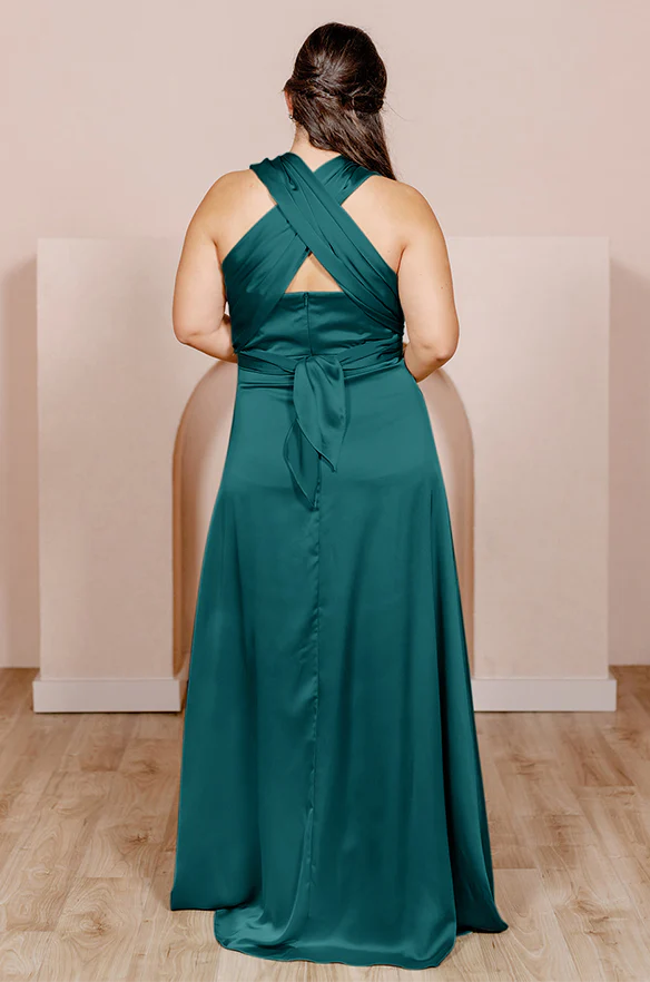 Sample Classic Emerald Devan Convertible Satin Dress | Ready To Ship - Image 2
