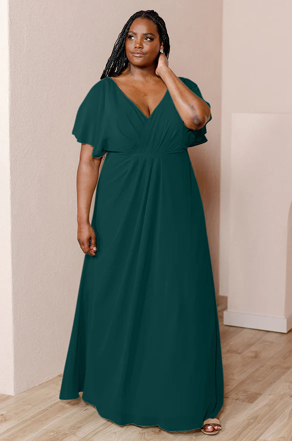 Sample Classic Emerald Gwen Chiffon Dress | Ready To Ship
