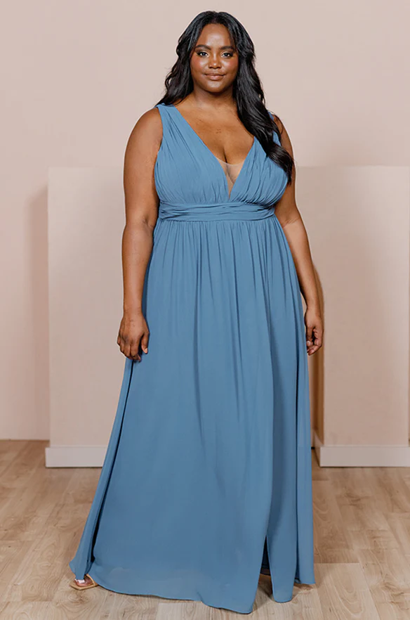Sample Dusty Blue Lanai Chiffon Dress | Ready To Ship