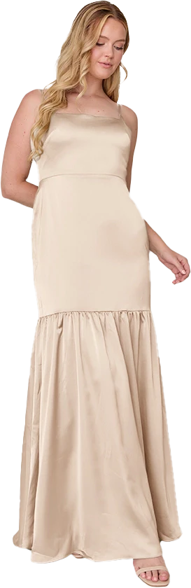 Sample Gold Champagne Astrid Satin Dress | Ready To Ship - Image 3