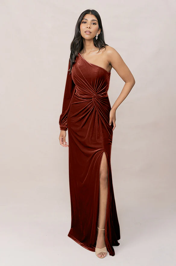 Sample Terracotta Aurora Velvet Dress | Ready To Ship