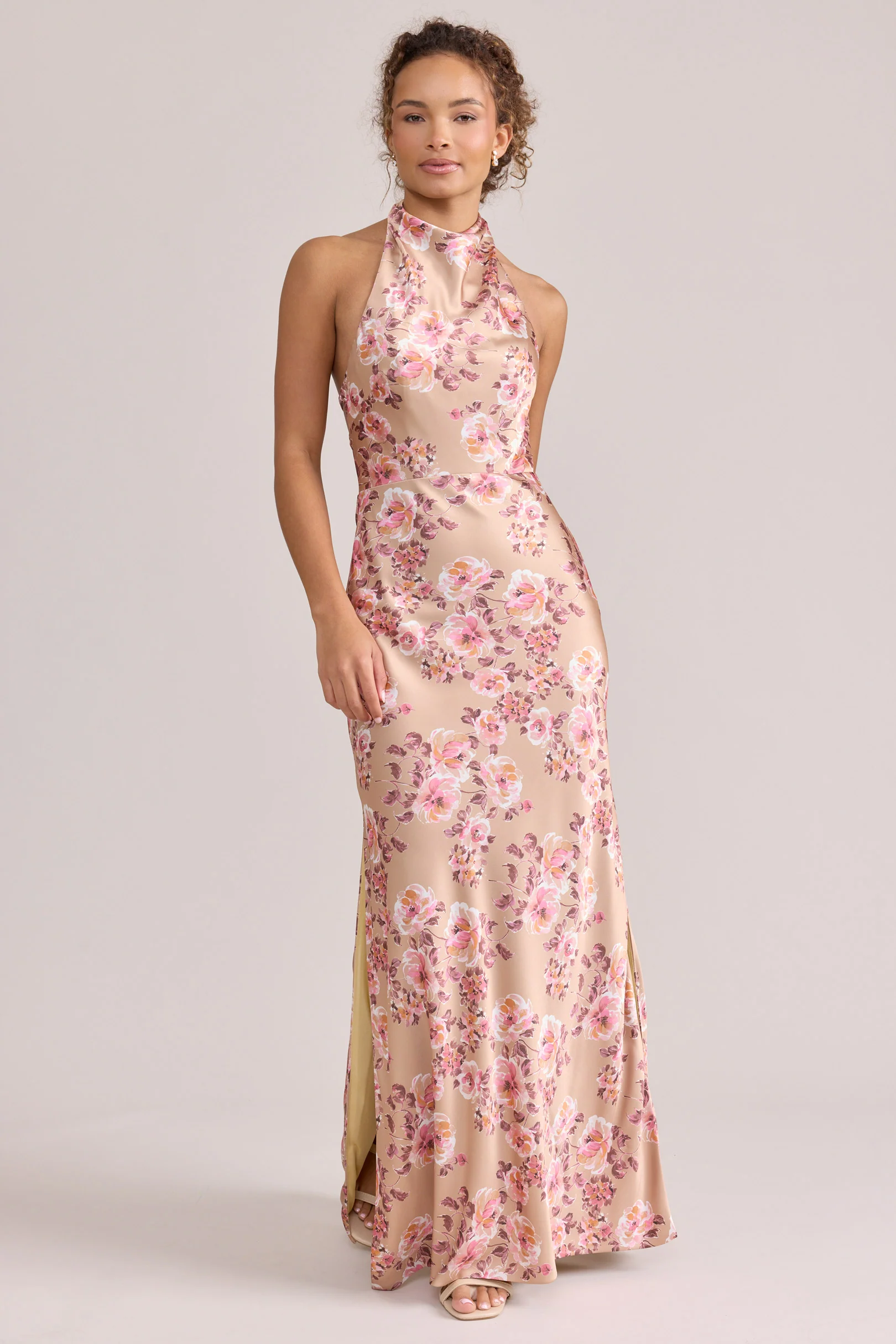 Veronica Satin Floral Print Dress | Made To Order - Image 87