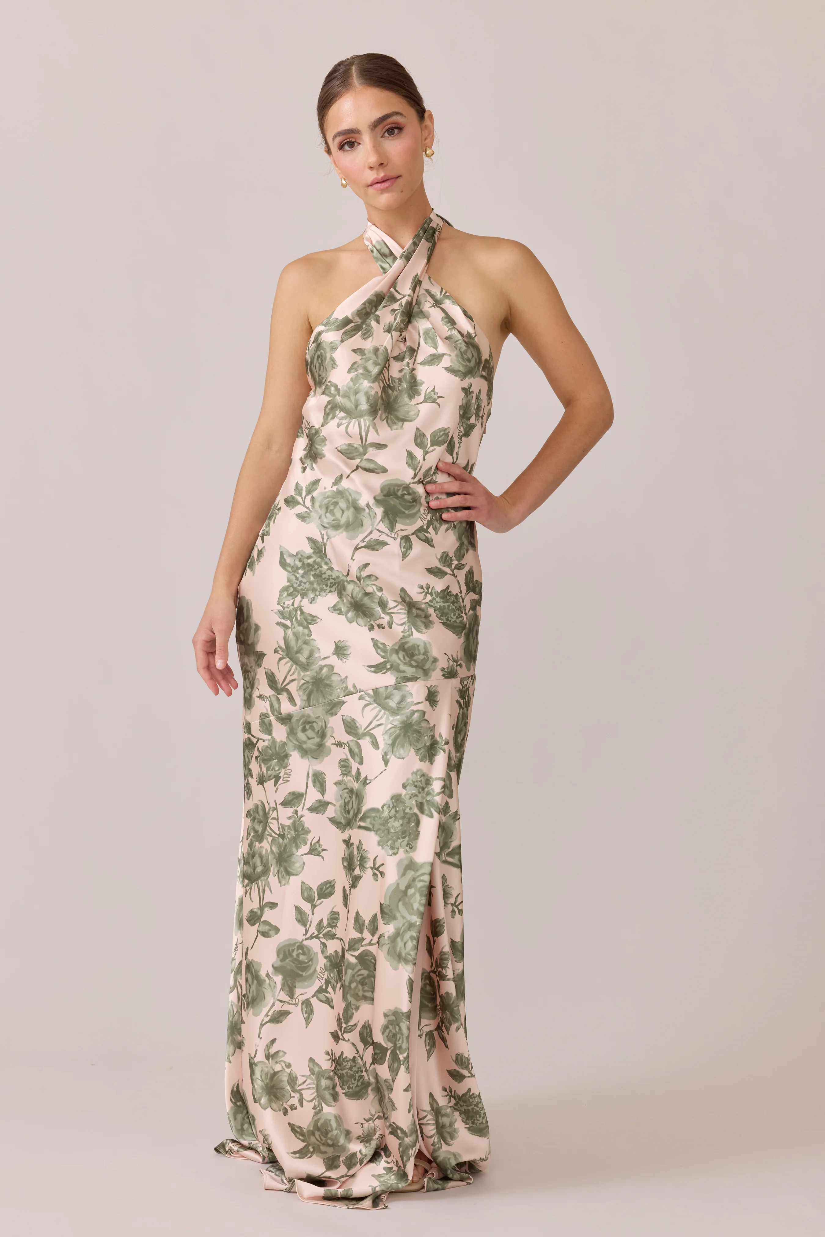Satin Floral Print Mega Swatch | Ready To Ship | Moss Garden - Image 2