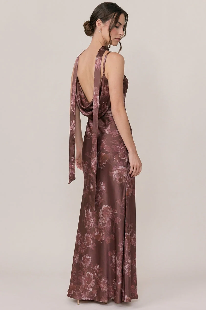 Satin Floral Print Skinny Scarf | Made To Order - Image 56