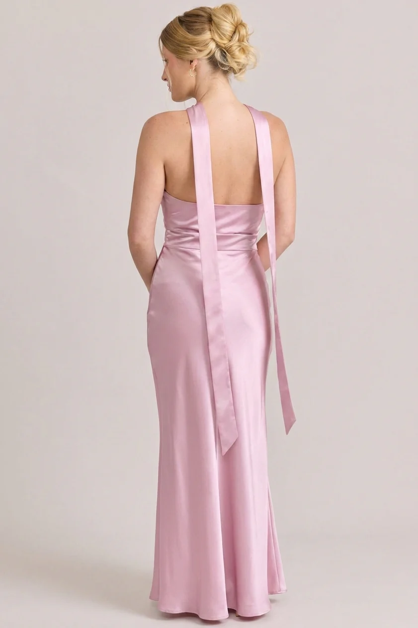Satin Skinny Scarf | Ready To Ship | Baby Pink - Image 2