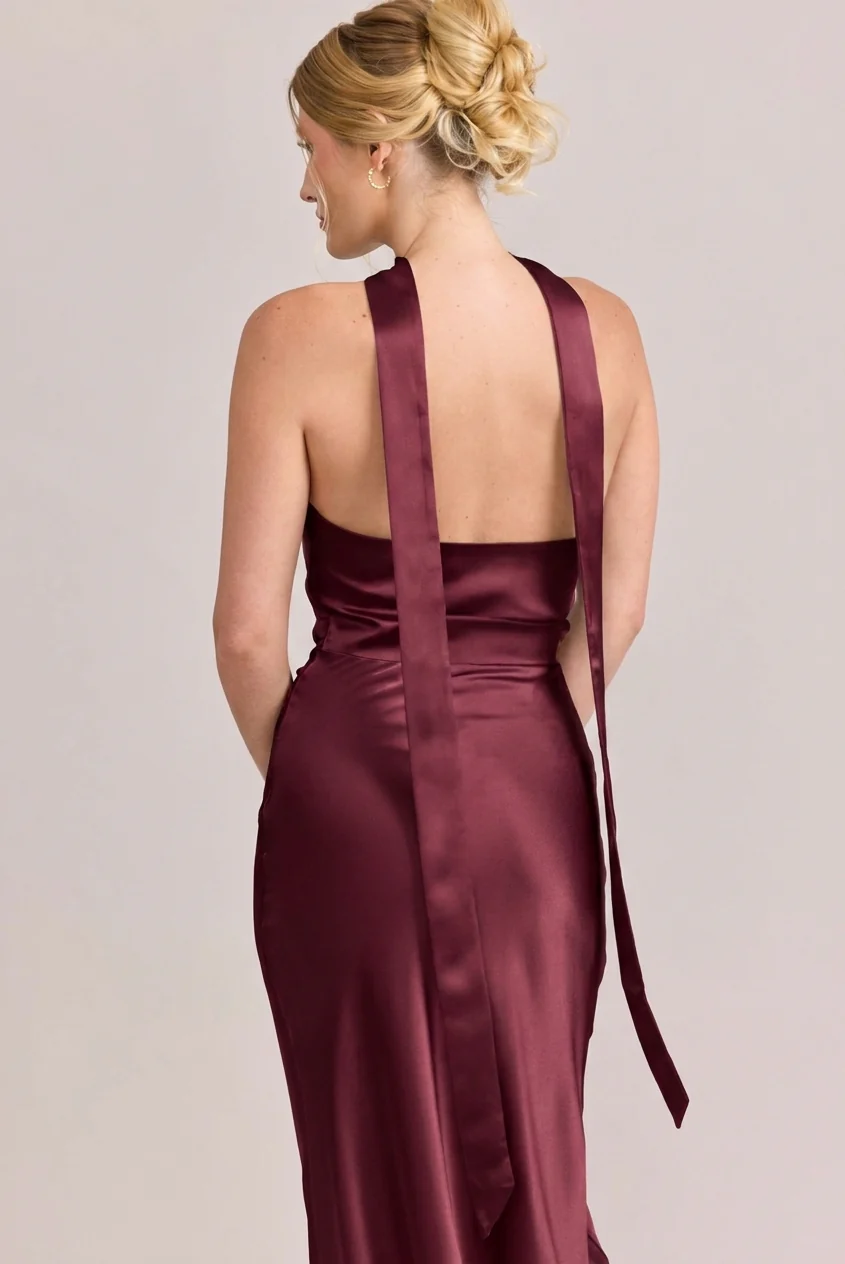 Satin Skinny Scarf | Ready To Ship | Cabernet - Image 2