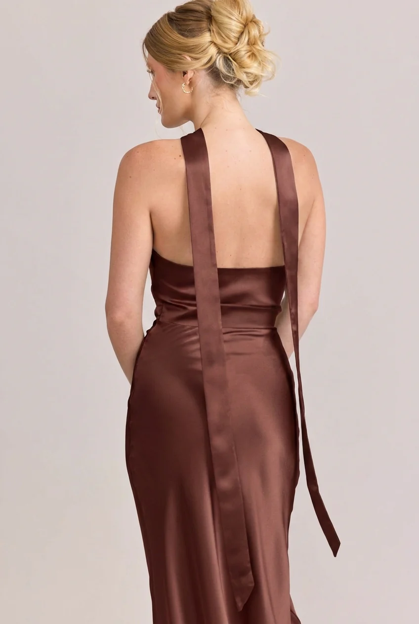Satin Skinny Scarf | Ready To Ship | Mahogany - Image 2