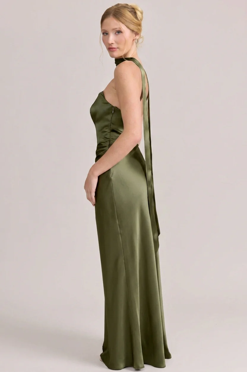 Satin Skinny Scarf | Ready To Ship | Moss