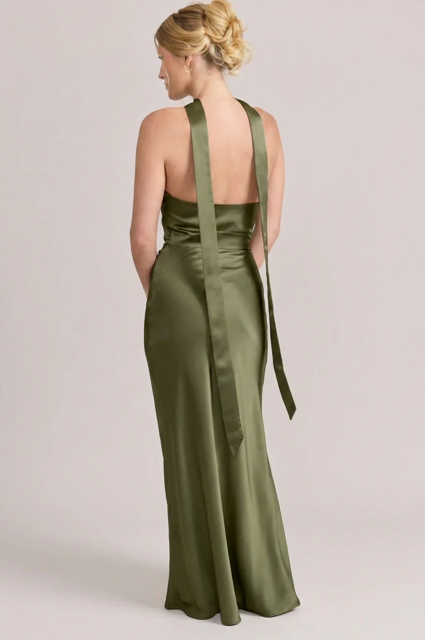 Satin Skinny Scarf | Ready To Ship | Moss - Image 2
