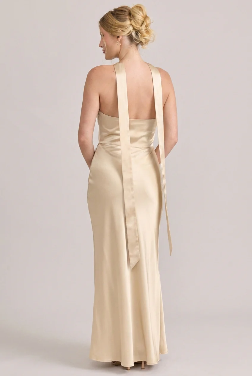 Satin Skinny Scarf | Ready To Ship | Pale Yellow - Image 2