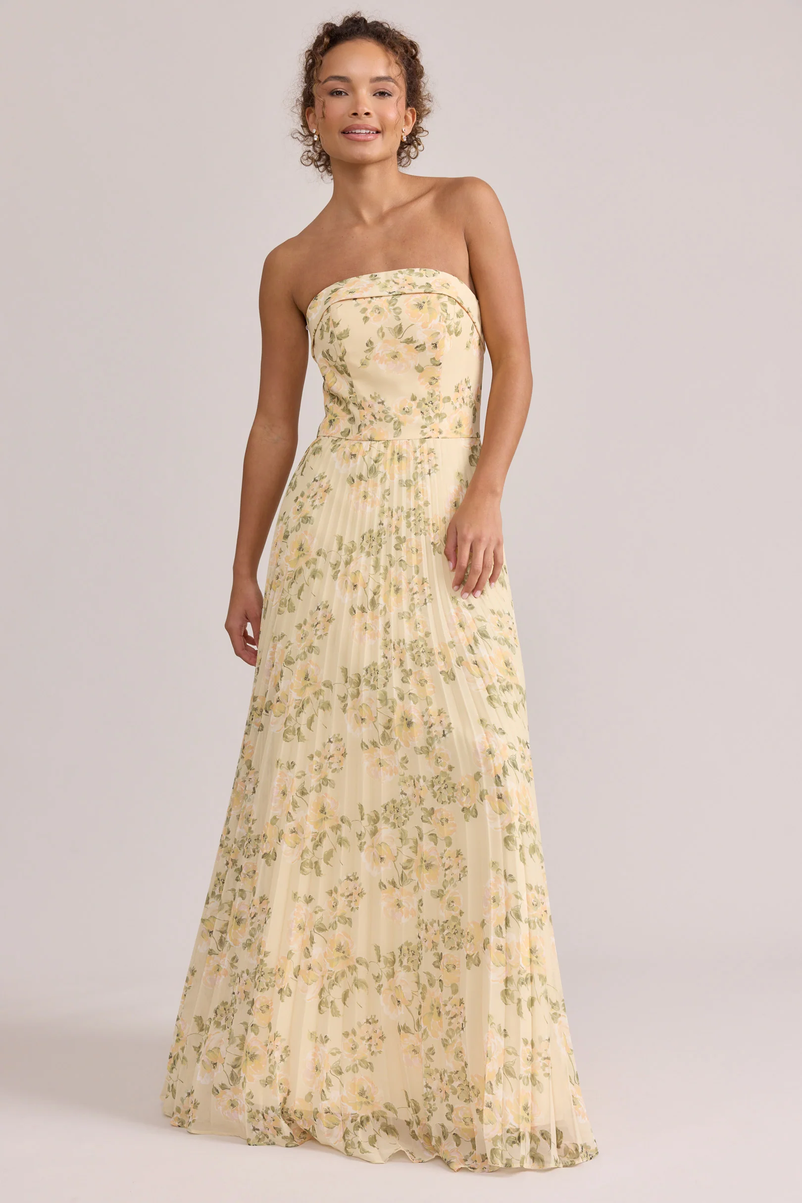 Saylor Chiffon Pleated Floral Print Dress | Made To Order - Image 2