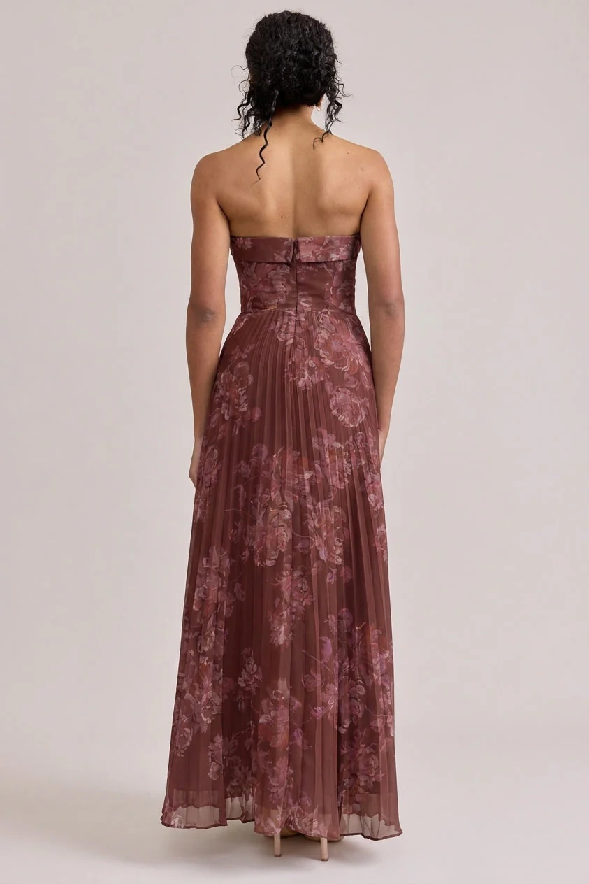 Saylor Chiffon Pleated Floral Print Dress | Made To Order - Image 23