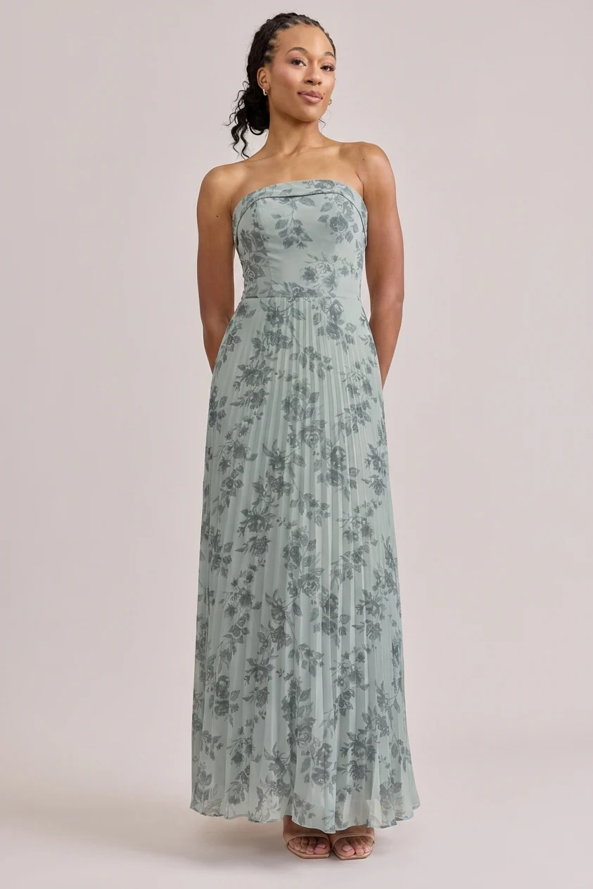 Saylor Chiffon Pleated Floral Print Dress | Made To Order - Image 31