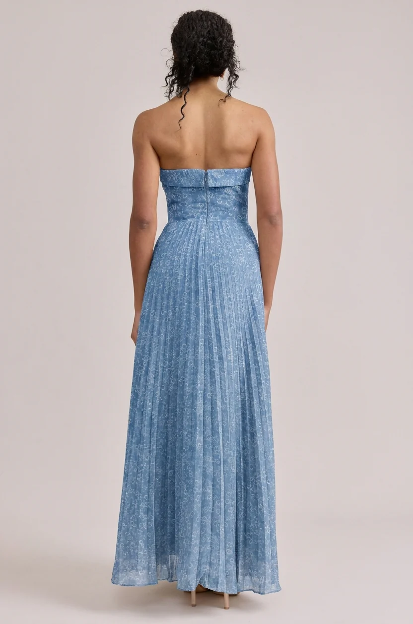 Saylor Chiffon Pleated Floral Print Dress | Made To Order - Image 35