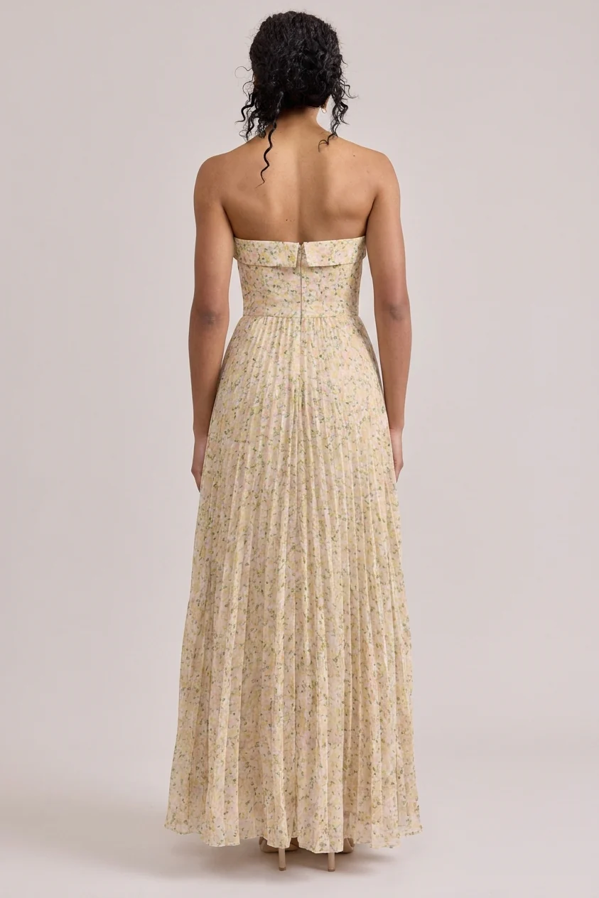 Saylor Chiffon Pleated Floral Print Dress | Made To Order - Image 39