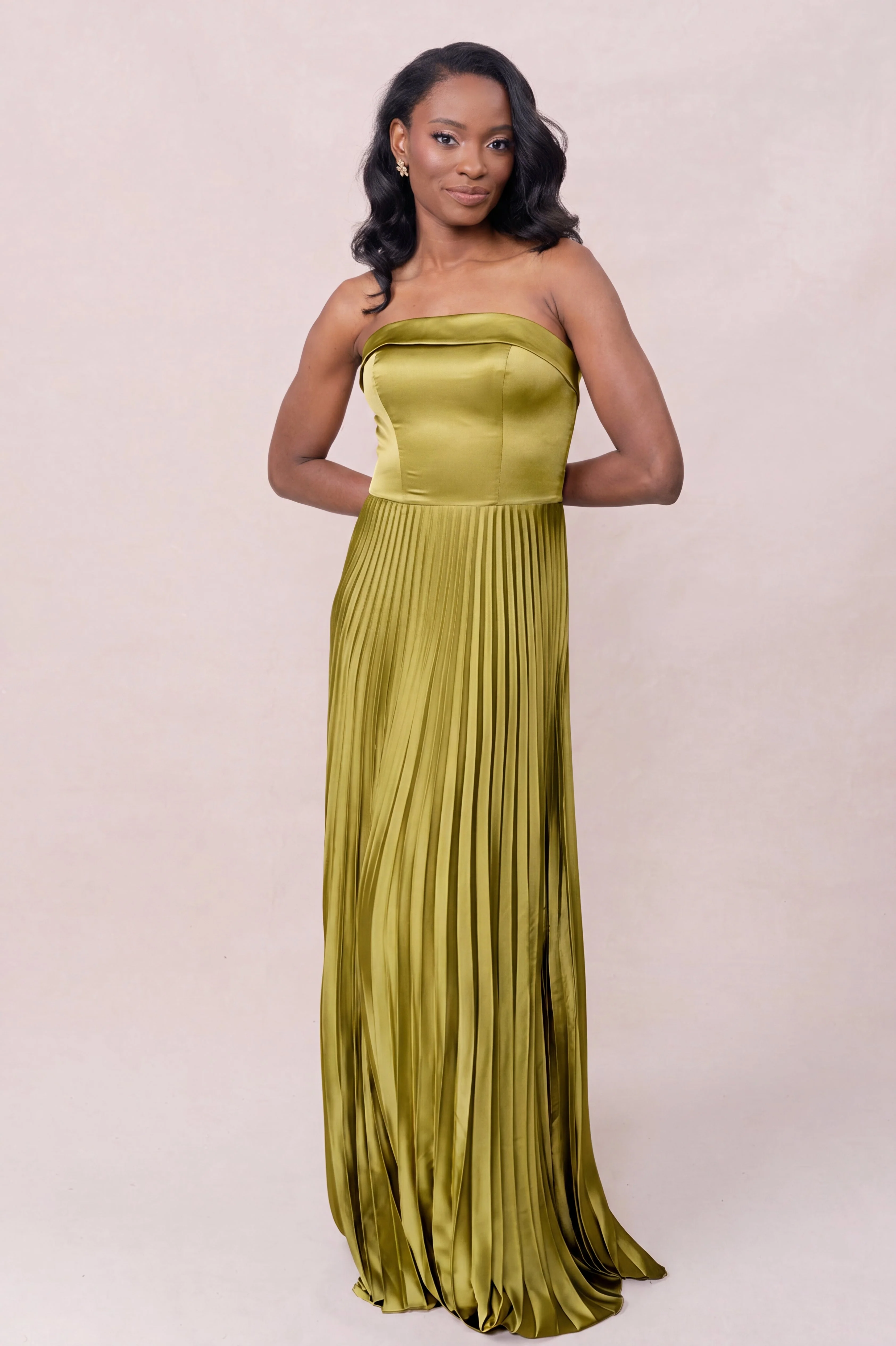 Saylor Satin Pleated Dress | Made To Order - Image 109
