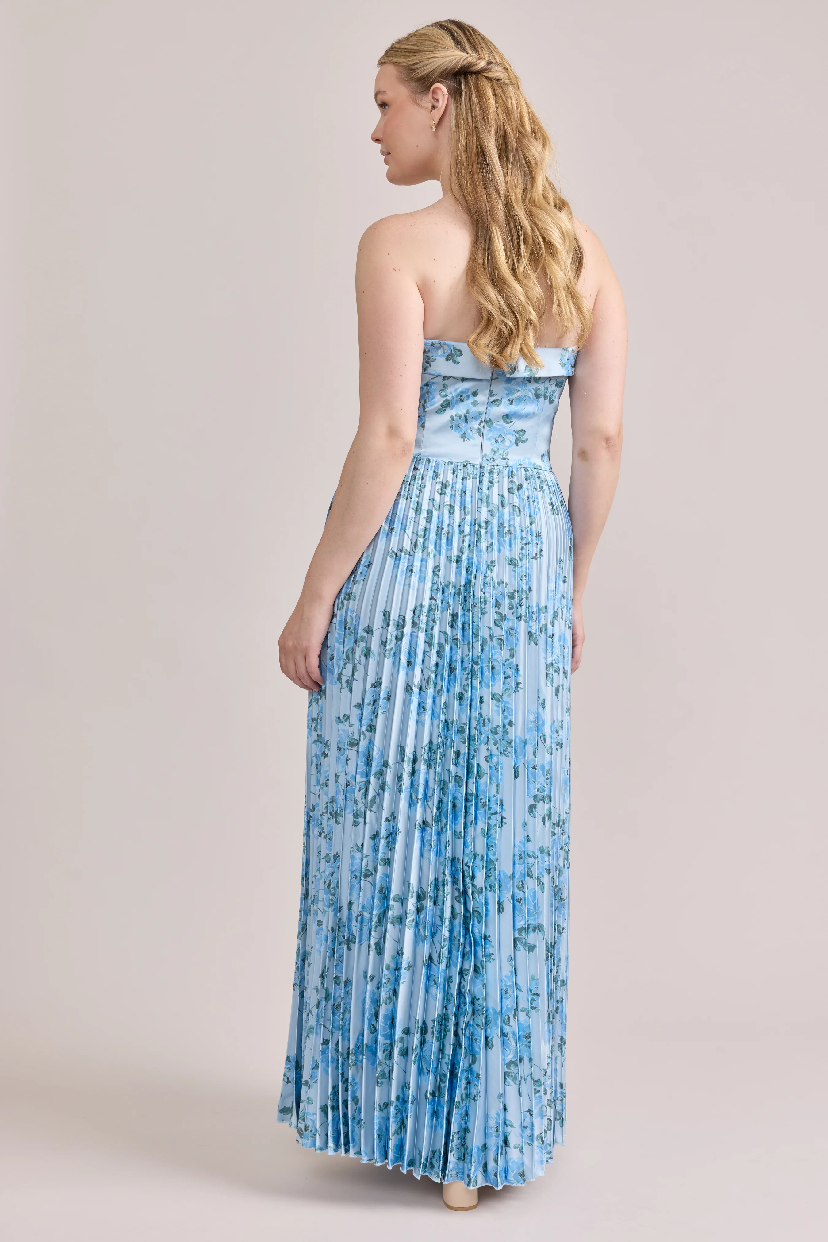 Saylor Satin Pleated Floral Print Dress | Made To Order - Image 5