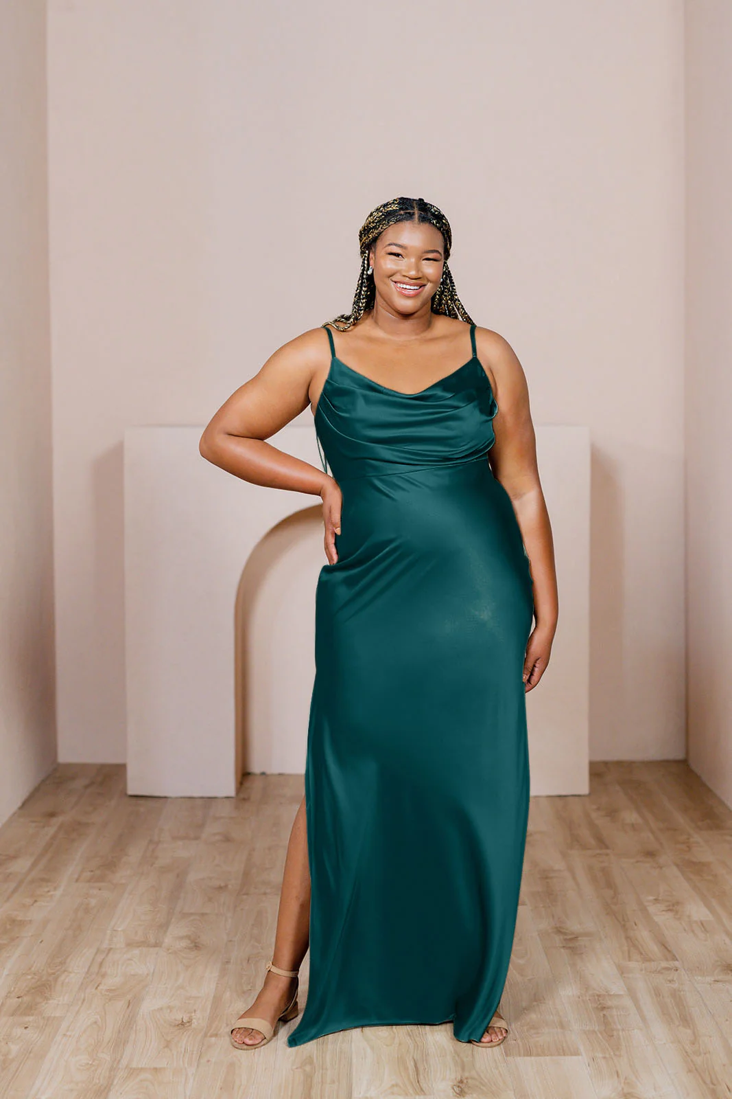 Skye Satin Dress | Ready To Ship | Classic Emerald