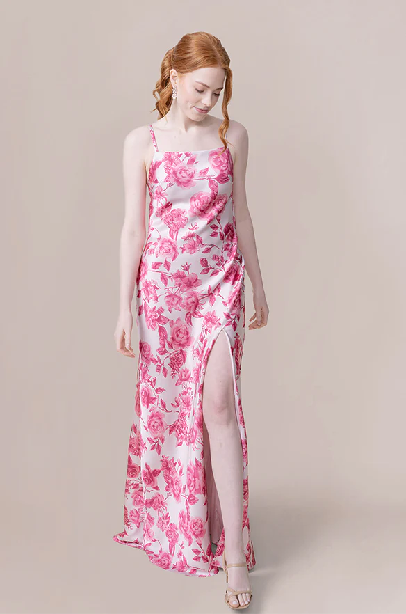 Steph Satin Floral Print Dress | Made To Order - Image 32