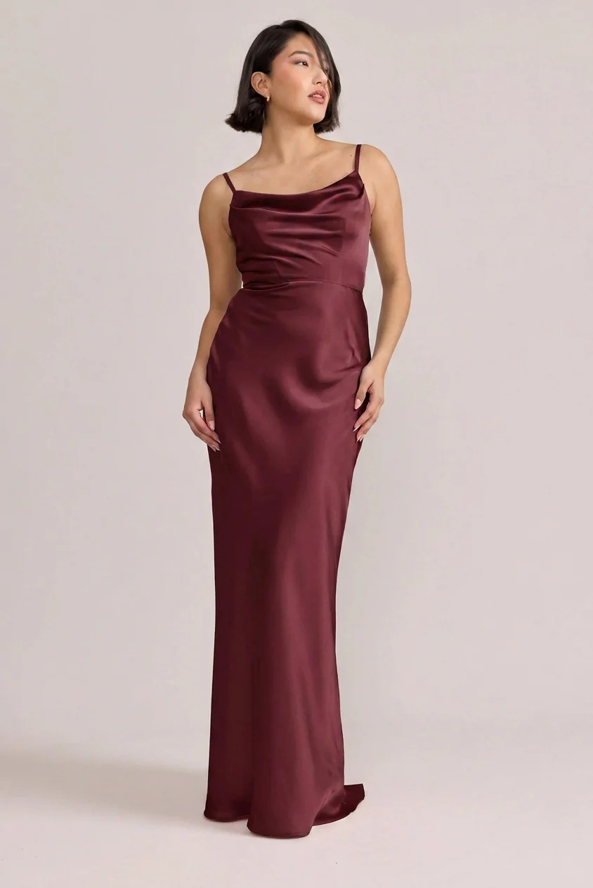 Tess Satin Dress | Ready To Ship | Cabernet - Image 2