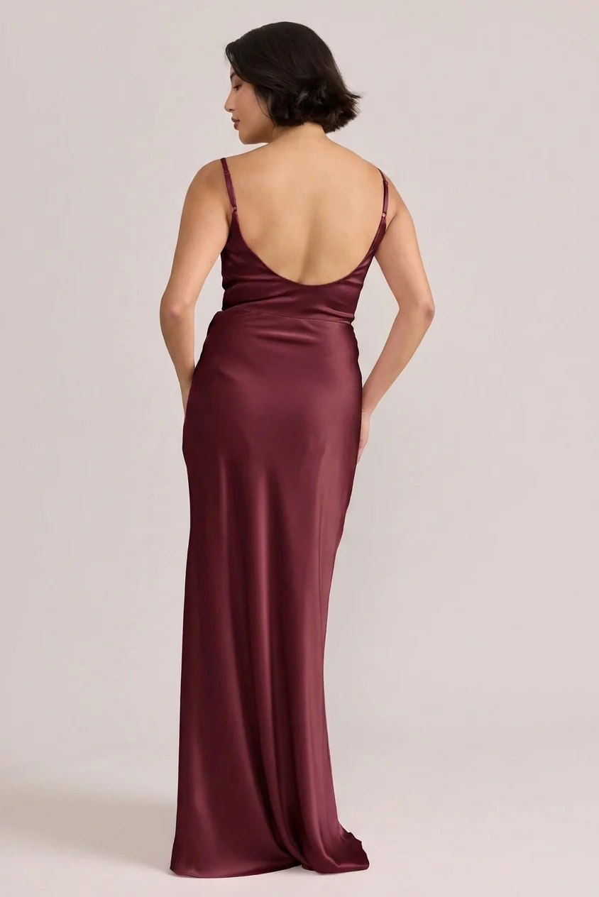 Tess Satin Dress | Ready To Ship | Cabernet - Image 3