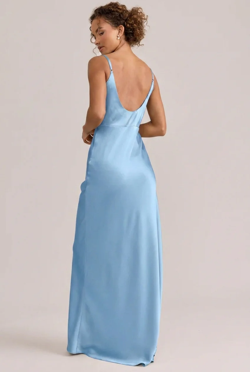 Tess Satin Dress | Ready To Ship | Light Blue - Image 2