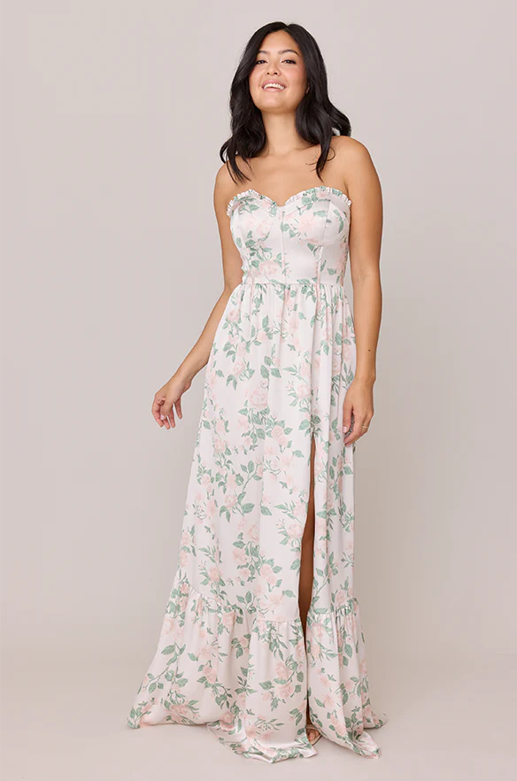 Valentina Satin Floral Print Dress | Made To Order - Image 45