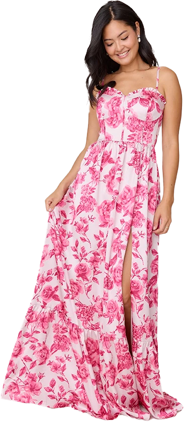 Valentina Satin Floral Print Dress | Made To Order - Image 60