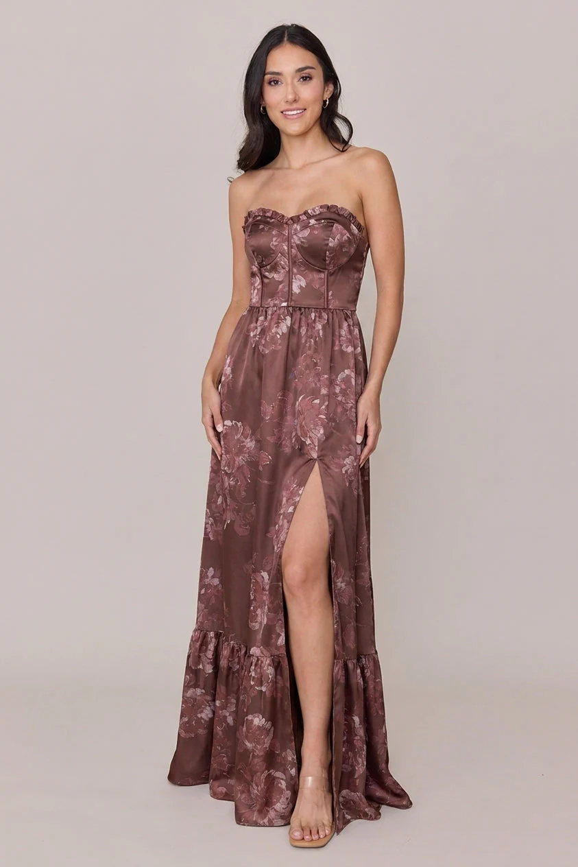 Valentina Satin Floral Print Dress | Made To Order - Image 85