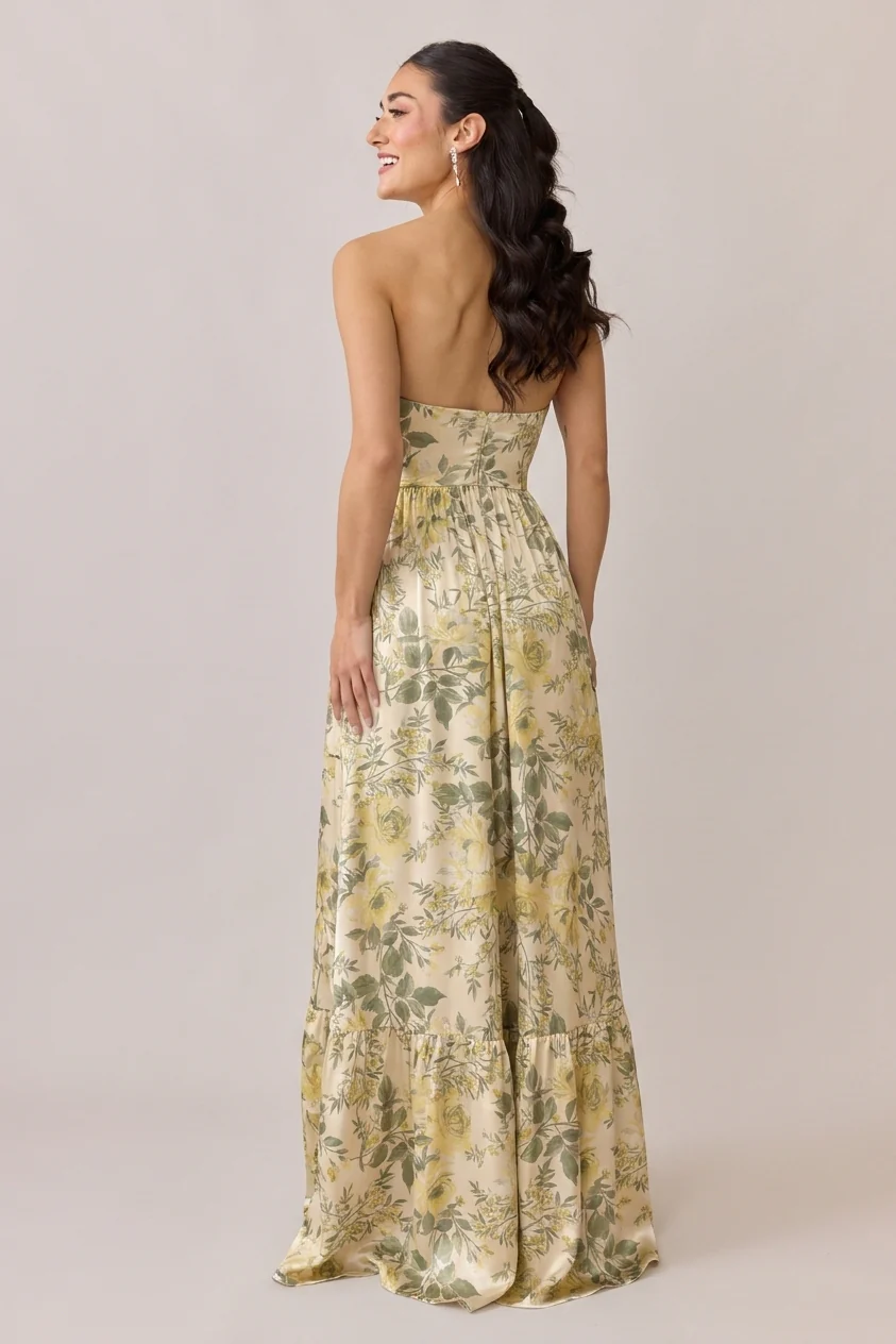 Valentina Satin Floral Print Dress | Made To Order - Image 90
