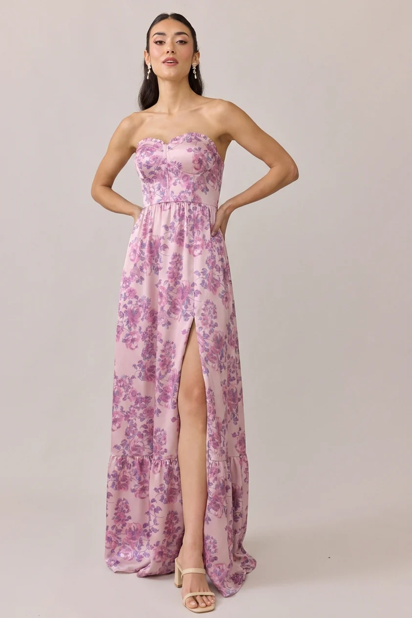 Valentina Satin Floral Print Dress | Made To Order - Image 91