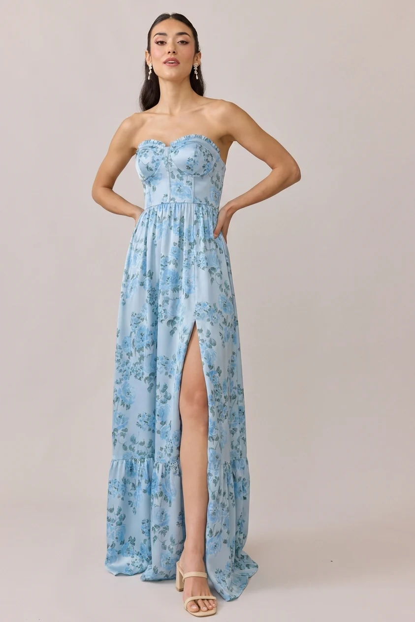 Valentina Satin Floral Print Dress | Made To Order - Image 93