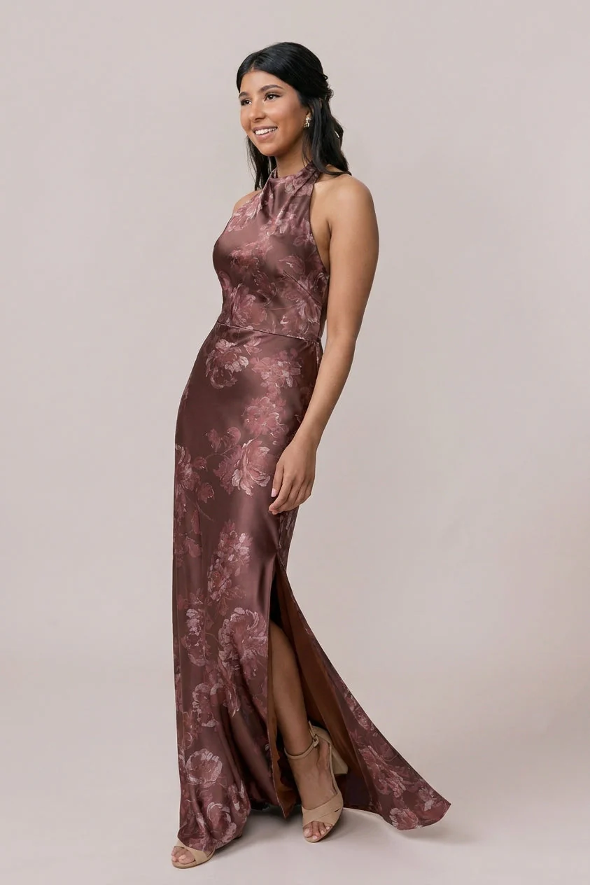 Veronica Satin Floral Print Dress | Made To Order - Image 93