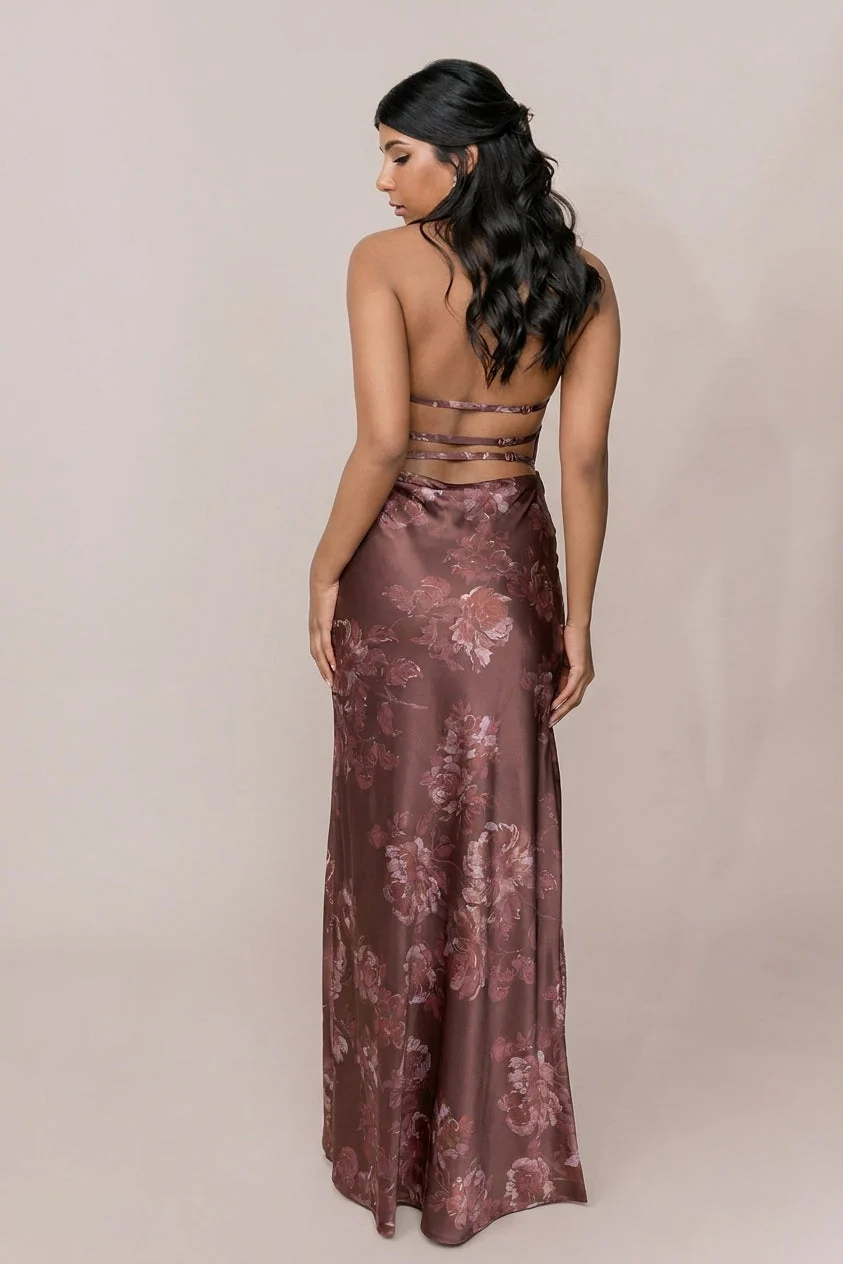 Veronica Satin Floral Print Dress | Made To Order - Image 94