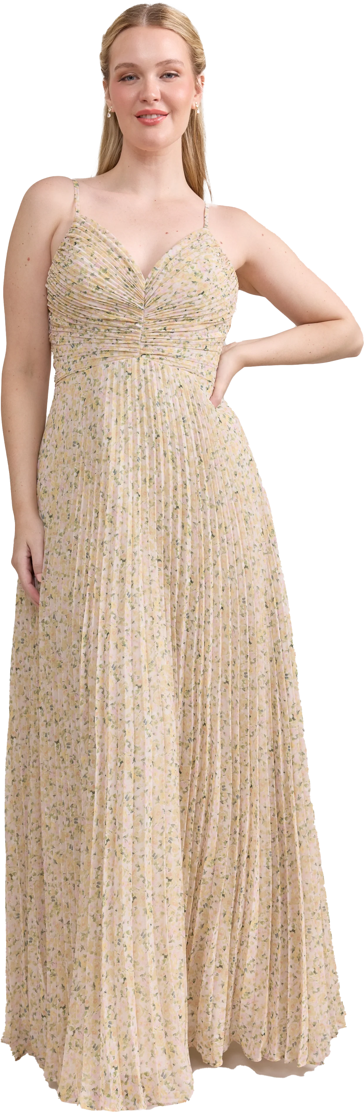 Vivian Chiffon Pleated Floral Print Dress | Made To Order - Image 52